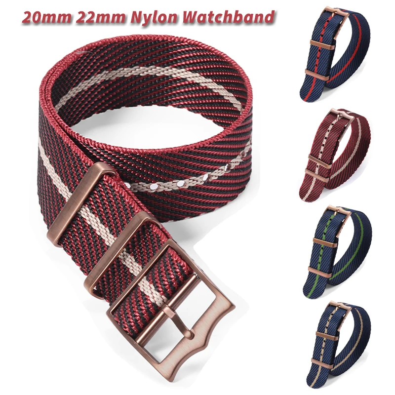 Nato Strap Nylon - 20mm22mm Premium-Grade Military Striped Nylon Watchband