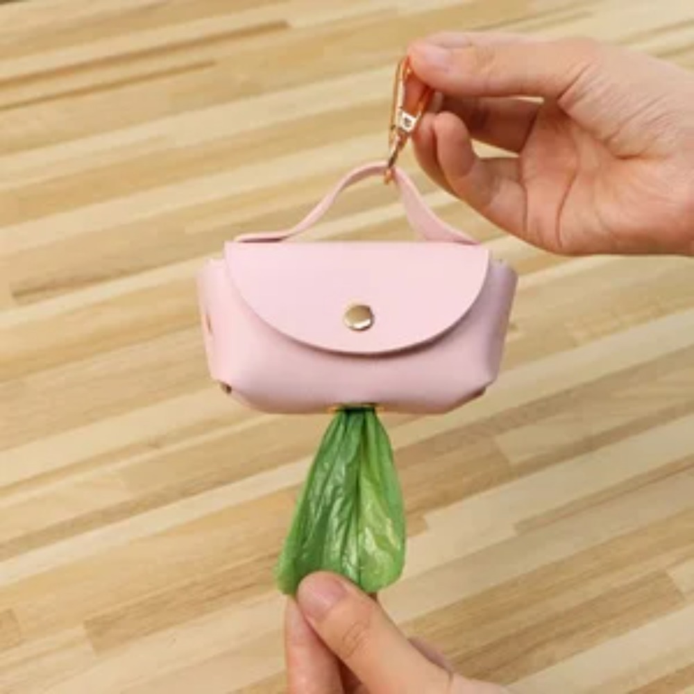 Leather Strap Quick Release - Elegant Leather Dog Poop Bag Carrier
