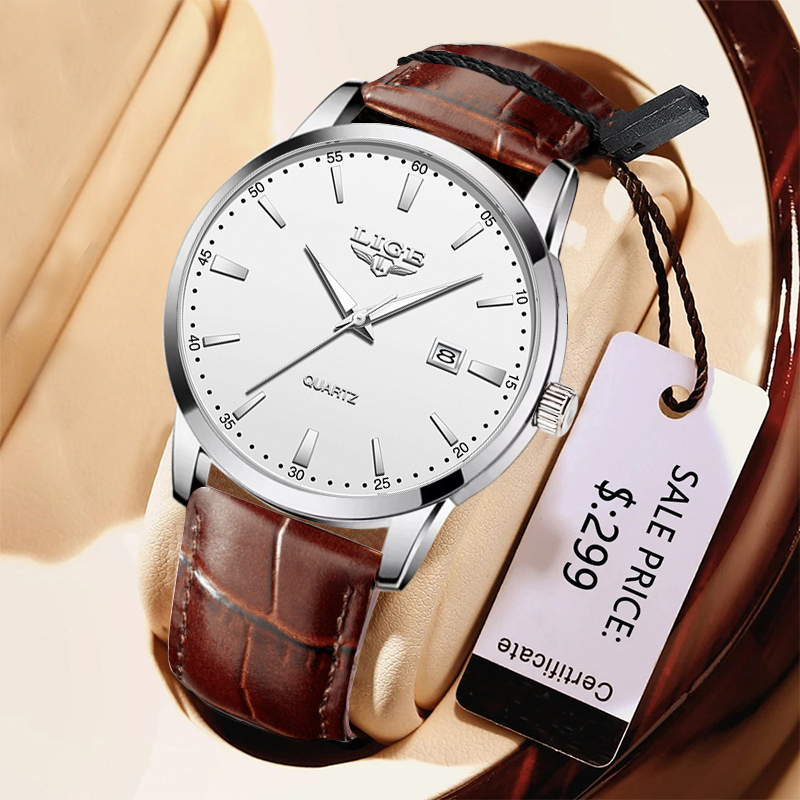 LIGE Man Watch Fashion Leather - Leather Watch Band Men reseña y precio