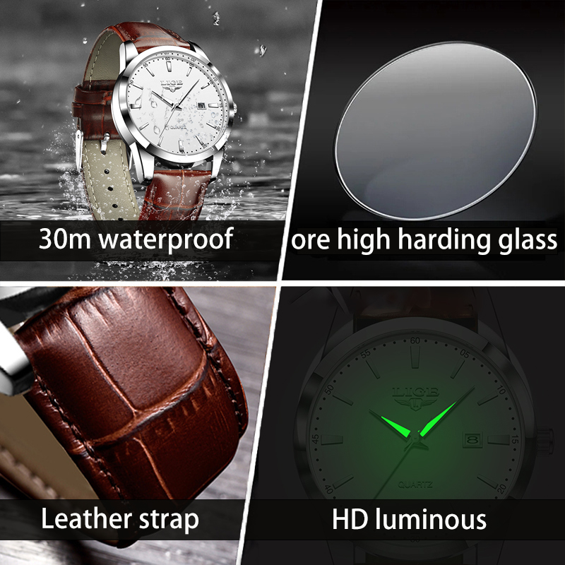 LIGE Man Watch Fashion Leather - Leather Watch Band Men reseña y precio