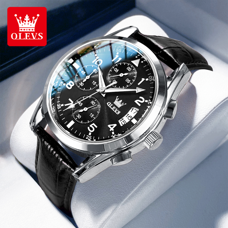 OLEVS Quartz Watch for Men Ori - Leather Watch Band Men reseña y precio
