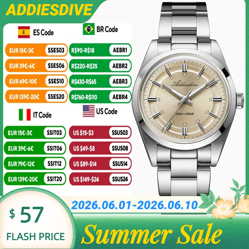 ADDIESDIVE Super Luminous Japa - Stainless Bracelet Diver reseña y precio