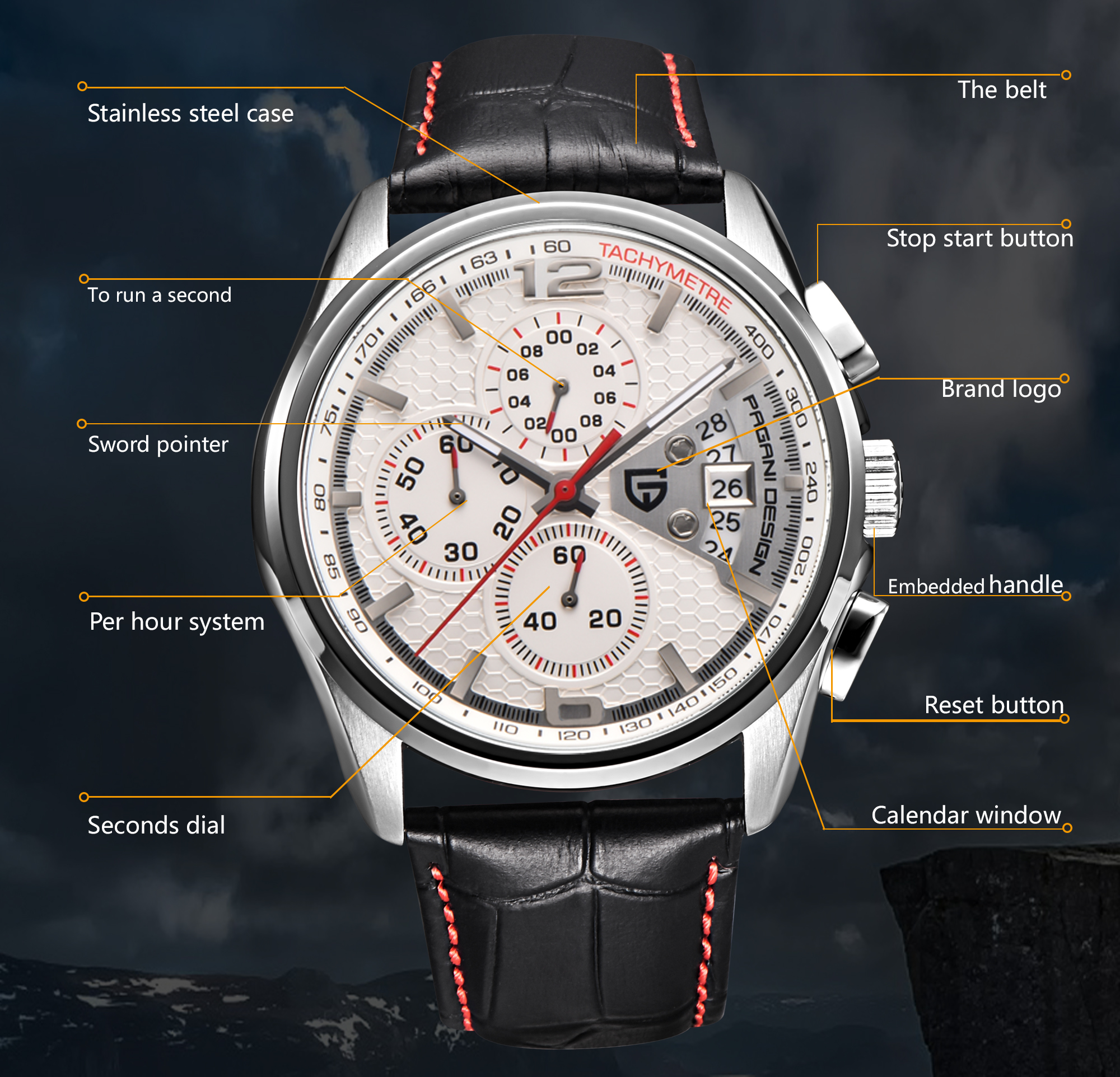 Pagani PD3306 Mens Quartz Watc - Leather Watch Band Men reseña y precio