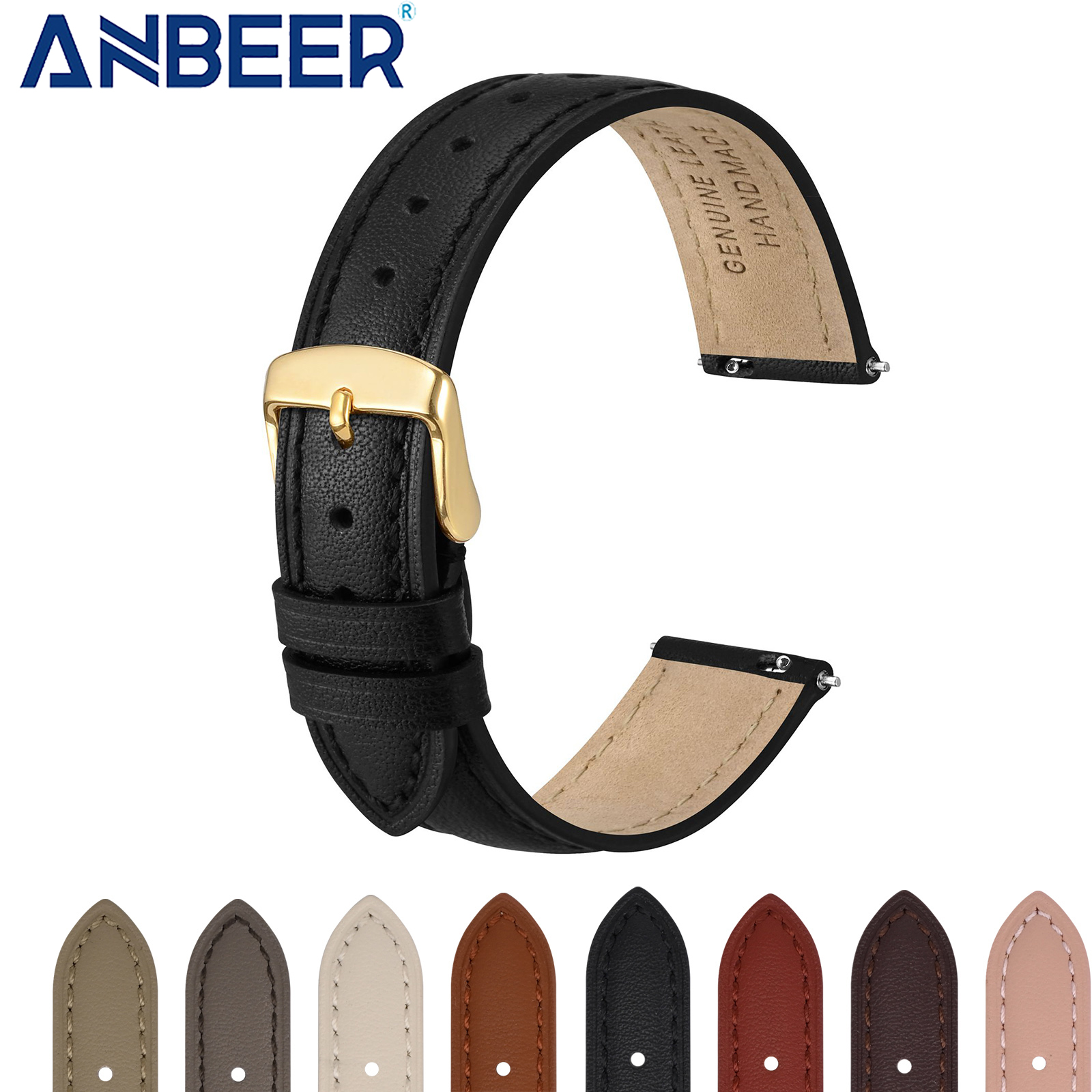 ANBEER Calfskin Watch Strap Wo - Leather Strap Quick Release reseña y precio