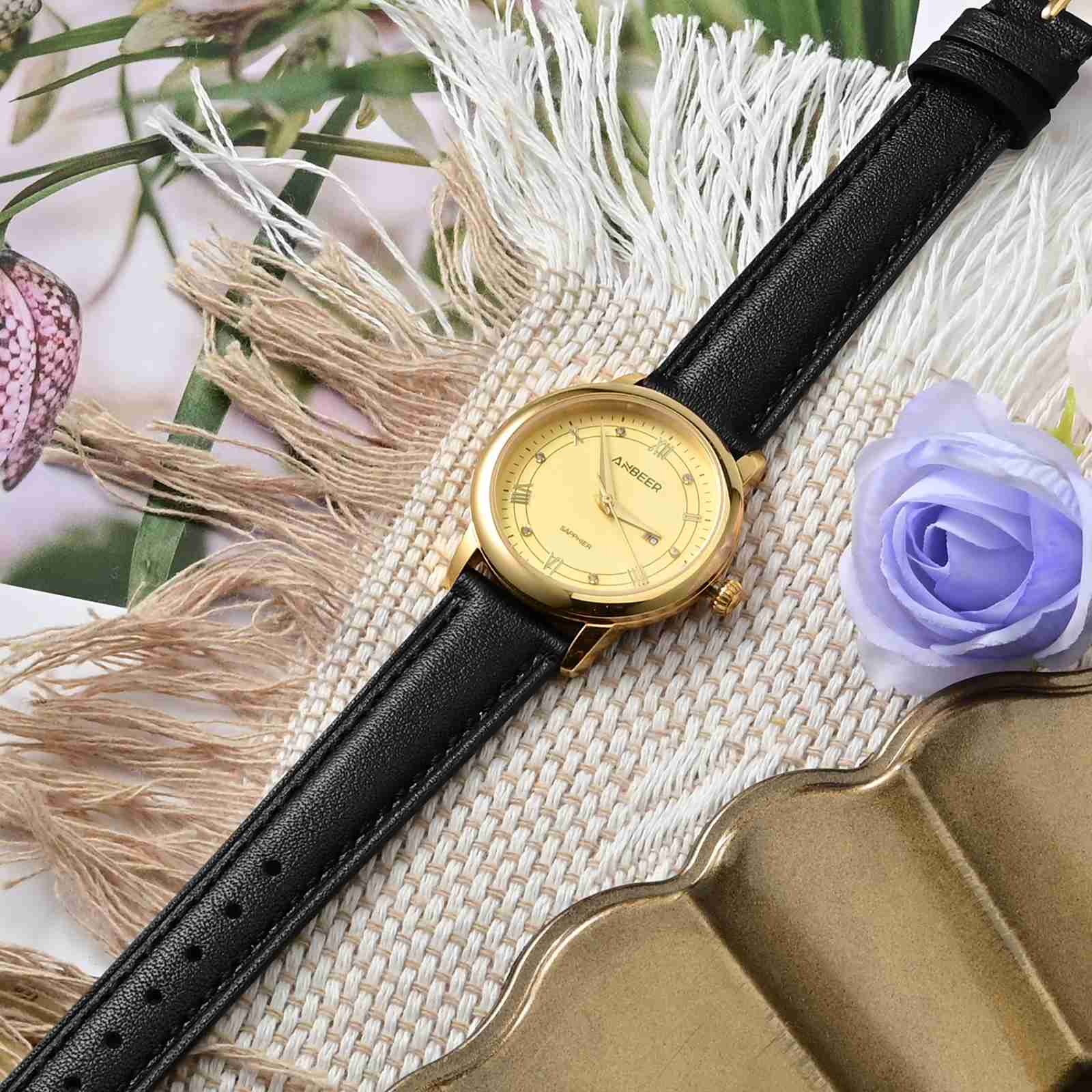 ANBEER Calfskin Watch Strap Wo - Leather Strap Quick Release reseña y precio