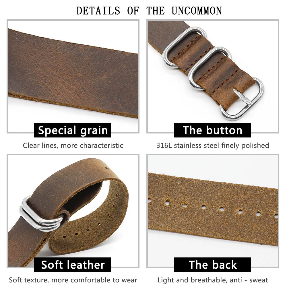 Genuine Leather Watch Band 18m - Nato Strap Nylon reseña y precio