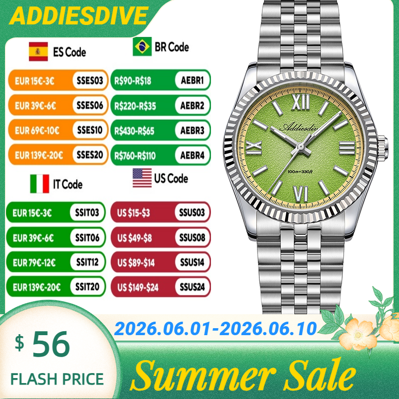 ADDIESDIVE Hight Quality Sapph - Stainless Bracelet Diver reseña y precio