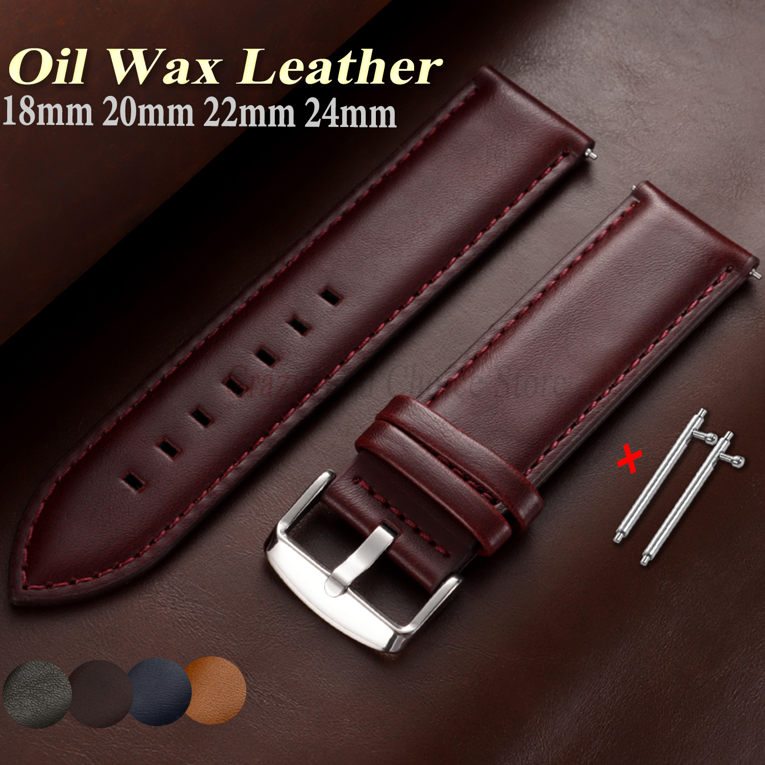 Oil Wax Cowhide Watch Band 18m - Leather Strap Quick Release reseña y precio