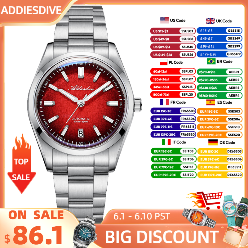 ADDIESDIVE Watch For Gift 39mm - Stainless Bracelet Diver reseña y precio