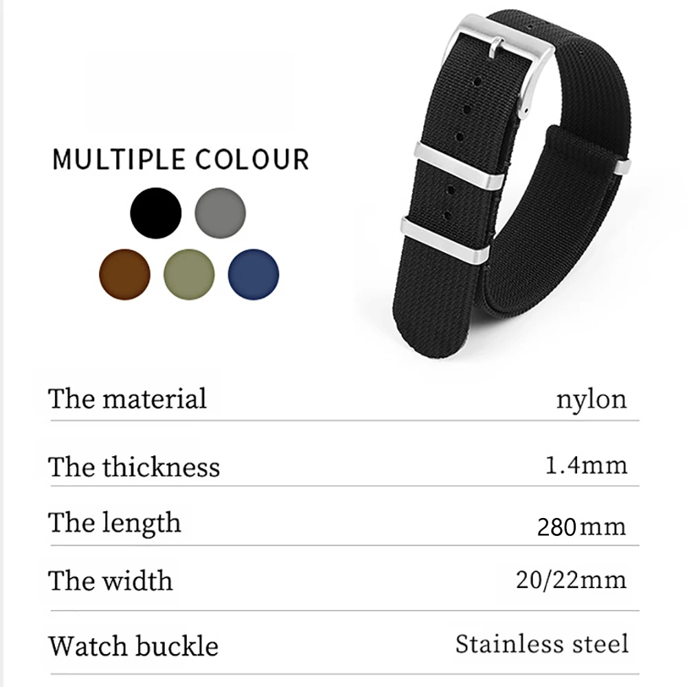 20mm 22mm High Quality Nylon W - Canvas Strap Watch reseña y precio